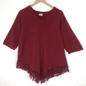 VTG SEA BREEZE California Top Women's Sz XS Burgundy 100% Cotton Fringe USA Made